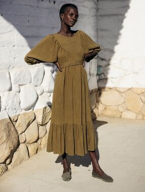 NWOT Kara Thoms Greta Dress In "Olive", Size Small